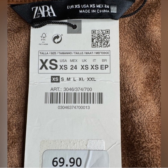 ZARA Vegan Leather Mini Dress, Long Sleeve, Size XS. - Picture 11 of 14